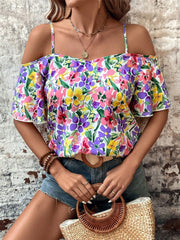 Floral Half Sleeve Blouse - Trendsi