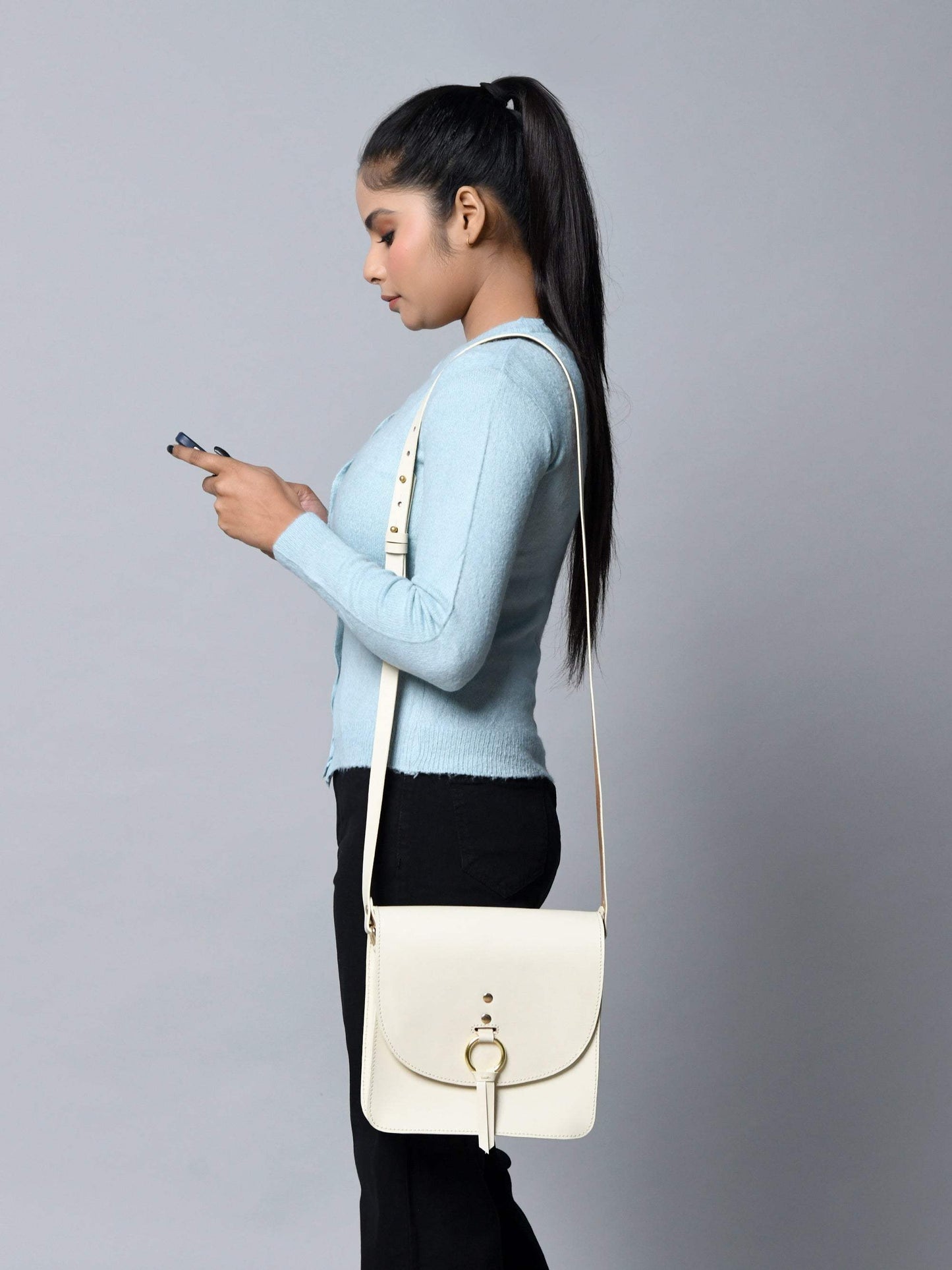White Elegance Crossbody Sling Bag - Classy Leather Bags - Flyclothing LLC