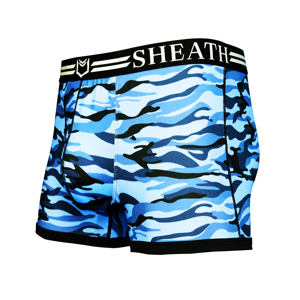 SHEATH 2.1 Polyester Camo Men's Pouch Trunk 3"