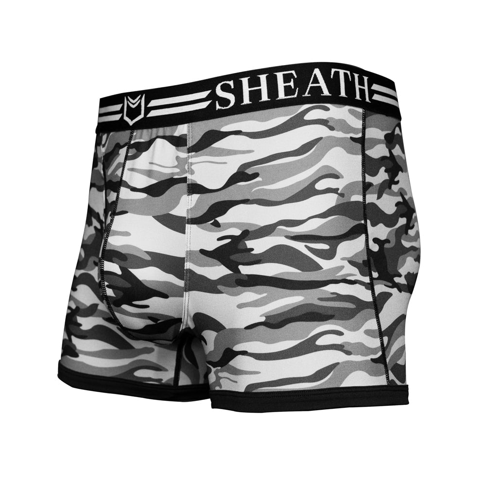 SHEATH 2.1 Polyester Camo Men's Pouch Trunk 3"