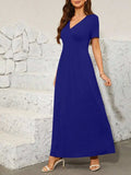 Surplice Short Sleeve Maxi Dress - Trendsi - Flyclothing LLC
