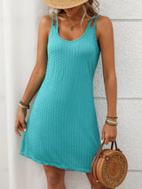 Texture Scoop Neck Double Spaghetti Strap Dress - Trendsi - Flyclothing LLC