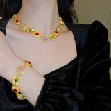 Copper Inlaid Rhinestone Necklace - Trendsi - Flyclothing LLC