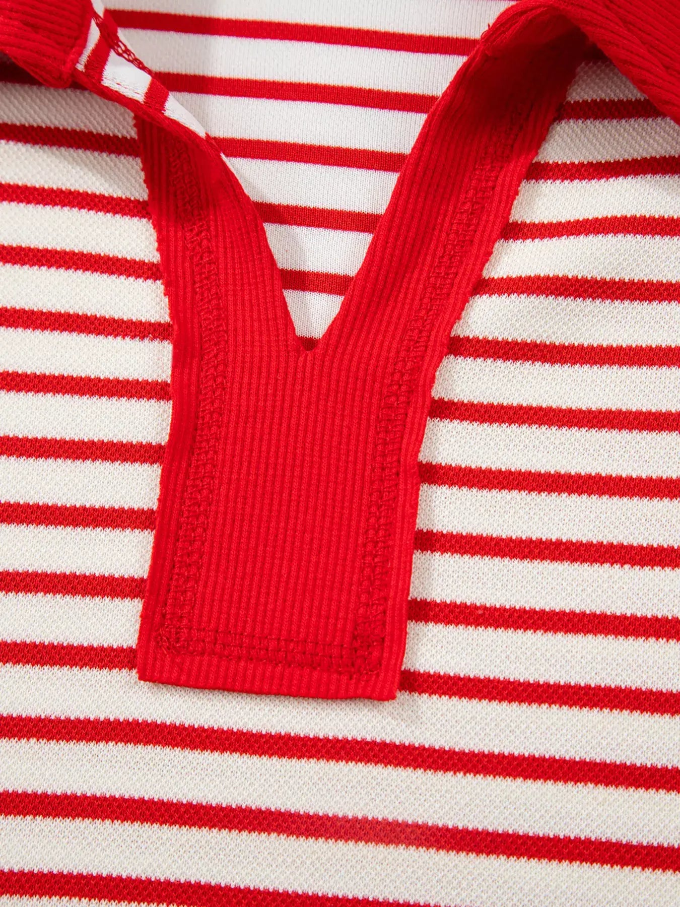 Stripe Collared V Neck Drop Shoulder Pullover and Skort 2pcs Outfit - Trendsi - Flyclothing LLC