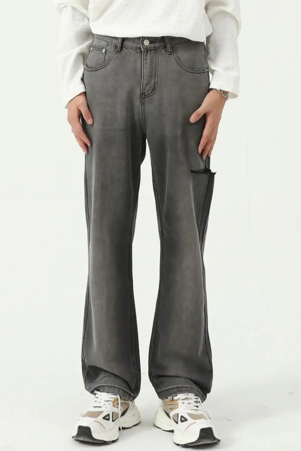 Wide Straight Men's Jeans with Pockets - Trendsi - Flyclothing LLC