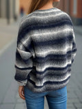 Gradient Round Neck Dropped Shoulder Sweater - Trendsi