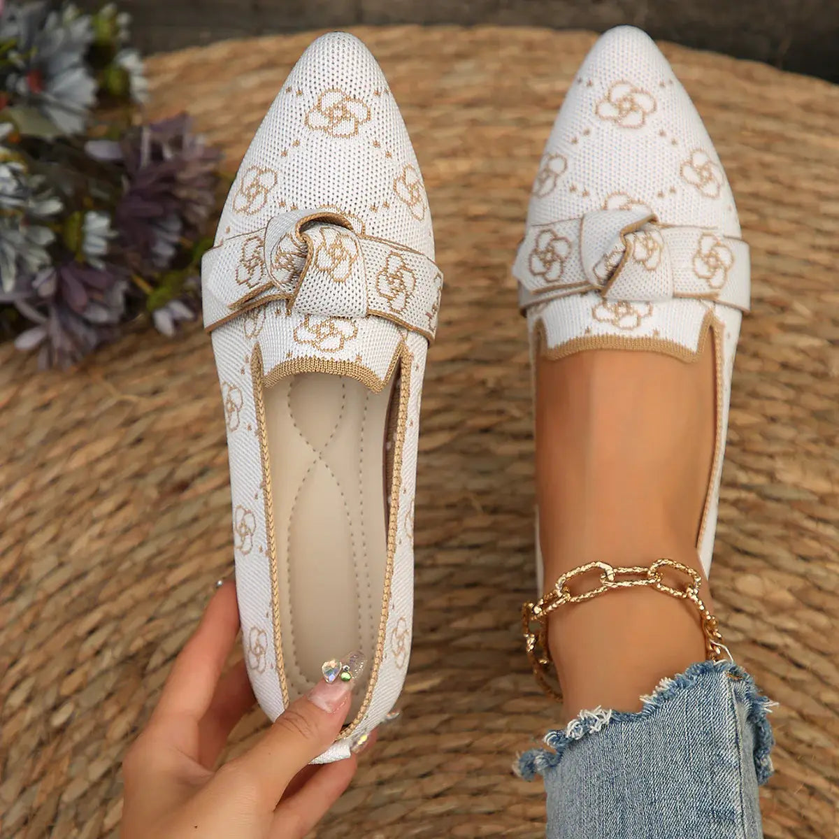Mesh Point Toe Flat Slip-Ons - Trendsi - Flyclothing LLC