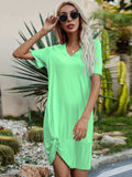V-Neck Short Sleeve Mini Dress - Trendsi - Flyclothing LLC