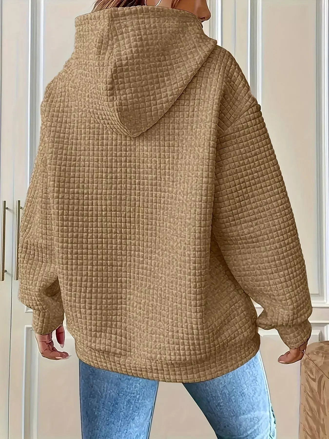 Textured Knit Drawstring Hoodie - Trendsi - Flyclothing LLC