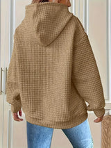 Textured Knit Drawstring Hoodie - Trendsi - Flyclothing LLC