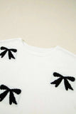 Bow Pattern Knit Short Sleeve Sweater - Trendsi - Flyclothing LLC