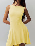 High-Low Round Neck Sleeveless Dress - Trendsi