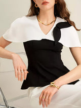 Peplum Top with Wide-Leg Pants Set - Trendsi - Flyclothing LLC