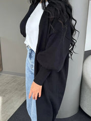 Open Front Dropped Shoulder Cardigan - Trendsi