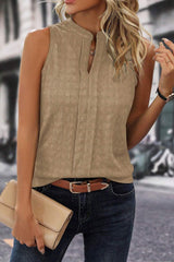 Textured Notched Tank - Trendsi - Flyclothing LLC