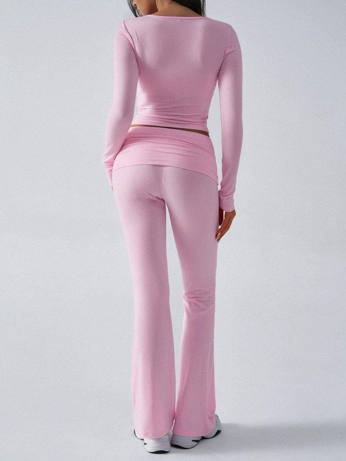 Devine Ruched Long Sleeve Top and Pants Set - Trendsi - Flyclothing LLC