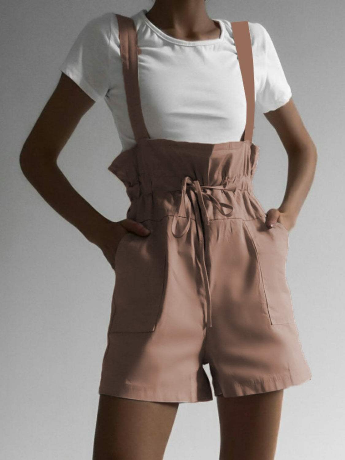 Drawstring Wide Strap Overalls with Pockets - Trendsi - Flyclothing LLC