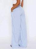 Pocketed Striped Wide Leg Pants - Trendsi