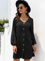 V-Neck Long Sleeve Mini Dress - Trendsi - Flyclothing LLC