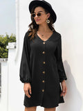 V-Neck Long Sleeve Mini Dress - Trendsi - Flyclothing LLC