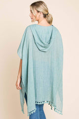 Cotton Bleu by Nu Label Tassel Hem Hooded Cover Up - Trendsi - Flyclothing LLC