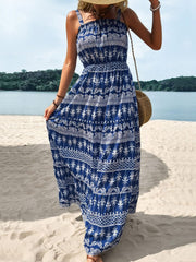 Printed Square Neck Sleeveless Maxi Dress - Trendsi