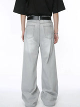 Washed Cat Whisker Straight-Leg Jeans - Trendsi - Flyclothing LLC