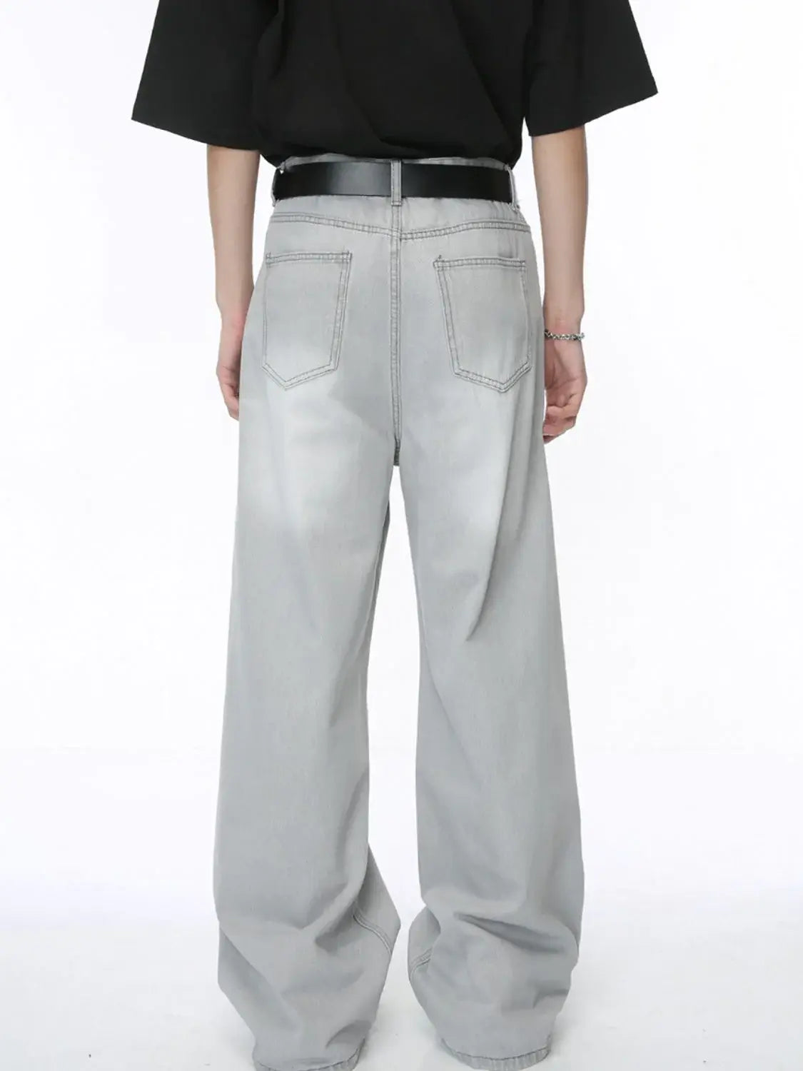 Washed Cat Whisker Straight-Leg Jeans - Trendsi - Flyclothing LLC