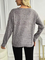 Casual V-Neck Drop Shoulder Sweater - Trendsi - Flyclothing LLC