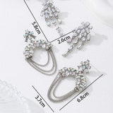 Trending Fashion Chain Rhinestone Drop Earrings For Women, Unique Versatile Light Luxury Alloy Ear Jewelry, Geometric Stud Earrings - My Store - Flyclothing LLC