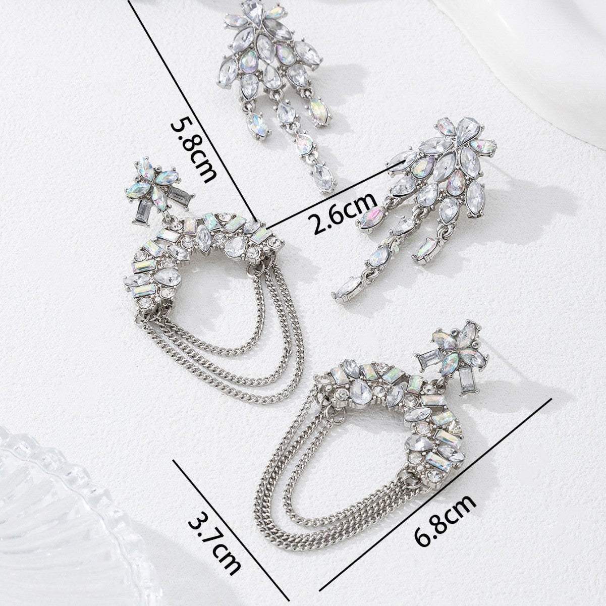 Trending Fashion Chain Rhinestone Drop Earrings For Women, Unique Versatile Light Luxury Alloy Ear Jewelry, Geometric Stud Earrings - My Store - Flyclothing LLC