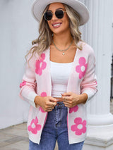 Angel Wings Flower Open Front Long Sleeve Cardigan - Trendsi - Flyclothing LLC