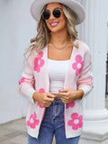 Angel Wings Flower Open Front Long Sleeve Cardigan - Trendsi