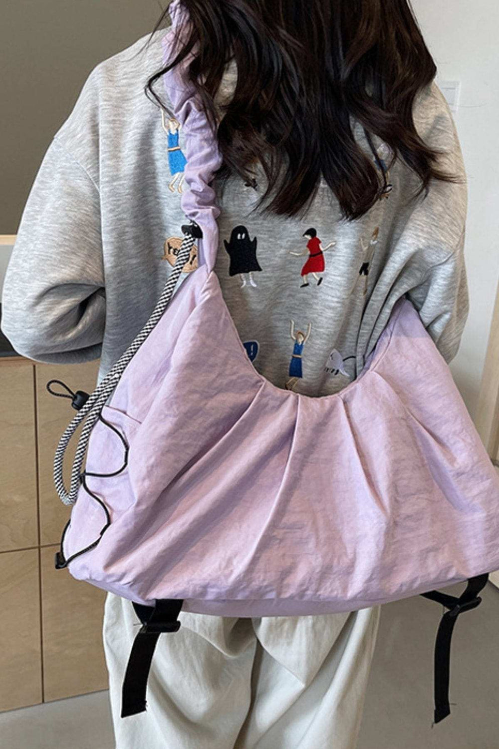 Drawstring Strap Ruched Crossbody Bag - Trendsi - Flyclothing LLC