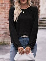Ruffle Cuff Long Sleeve T-Shirt - Trendsi - Flyclothing LLC