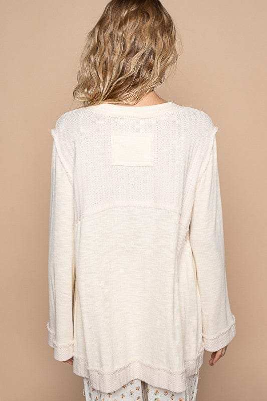 POL Embroidered Round Neck Long Sleeve Knit Top - Trendsi - Flyclothing LLC