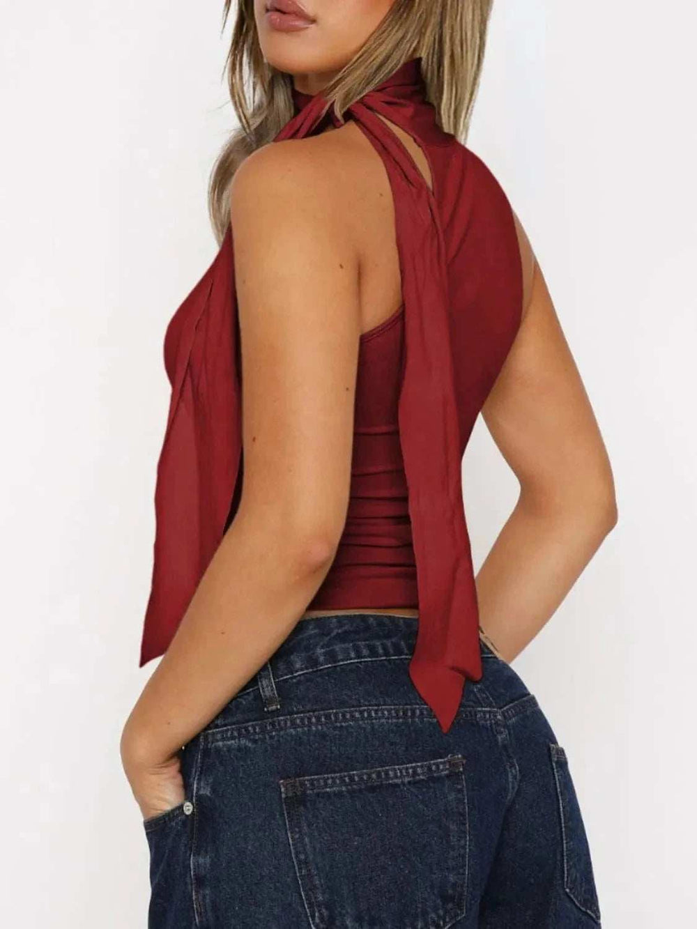 Tied Solid Color Cami - Trendsi - Flyclothing LLC