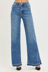 RISEN High Rise Wide Leg Jeans With Released Hem - Trendsi - Flyclothing LLC