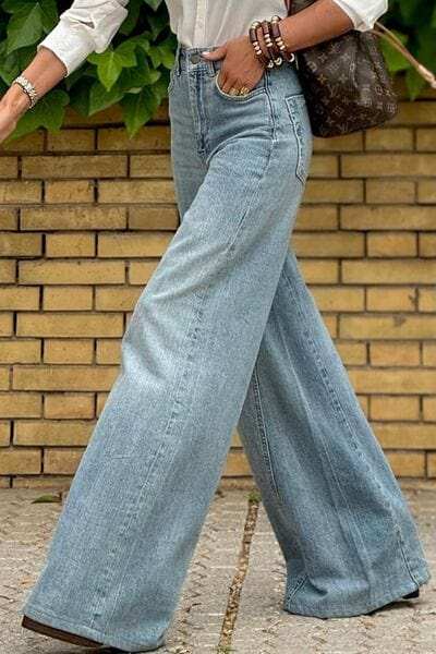 Wide Leg Jeans with Pockets - Trendsi - Flyclothing LLC
