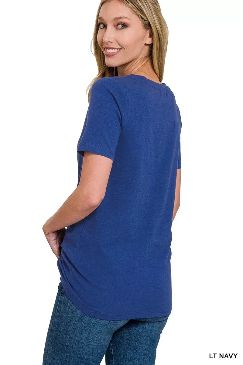 Zenana V-Neck Short Sleeve T-Shirt - Trendsi - Flyclothing LLC