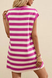 Stripe Cap Sleeve Pocketed Shift Tee Dress - Trendsi - Flyclothing LLC
