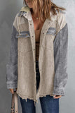 Snap Front Hooded Corduroy Shacket - Trendsi - Flyclothing LLC