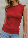 Ribbed Round Neck Slim Tank - Trendsi