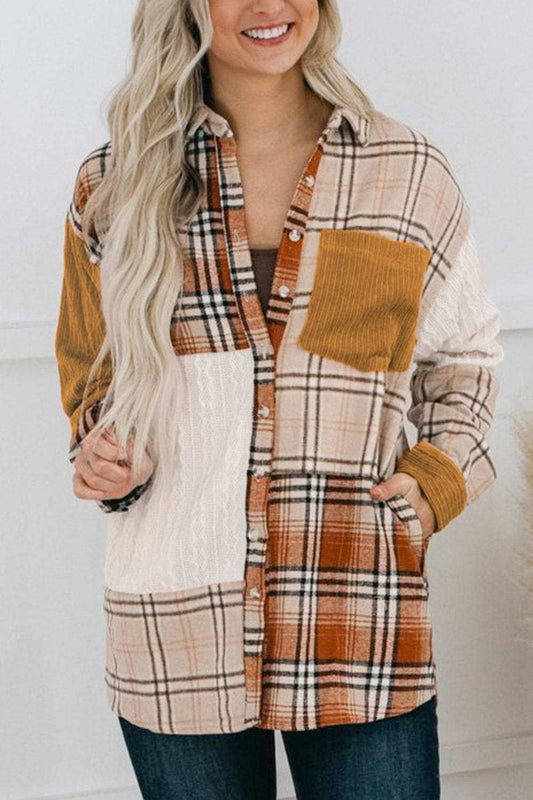 Plaid Button Up Long Sleeve Shacket - Trendsi - Flyclothing LLC