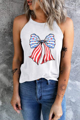 Bow Graphic Grecian Neck Tank - Trendsi - Flyclothing LLC