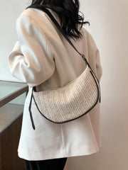Straw Weave Adjustable Strap Shoulder Bag - Trendsi