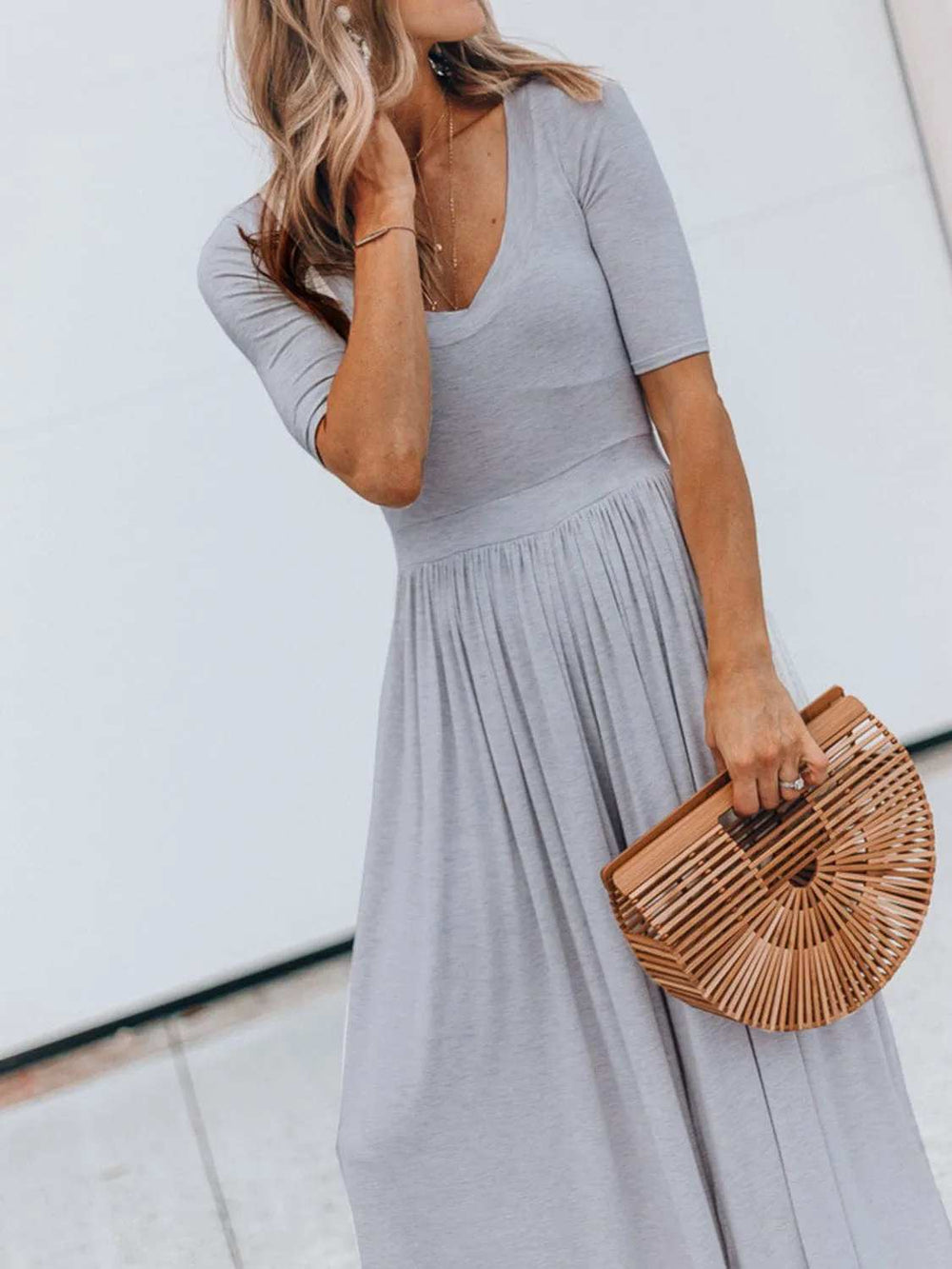 Scoop Neck Short Sleeve Jumpsuit - Trendsi - Flyclothing LLC