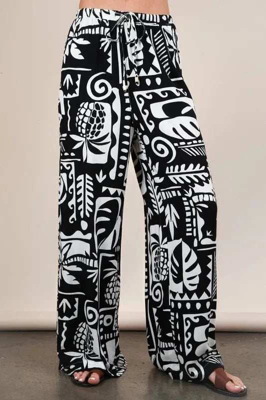 VERY J Printed Casual Wide Leg Resort Pants - Trendsi - Flyclothing LLC