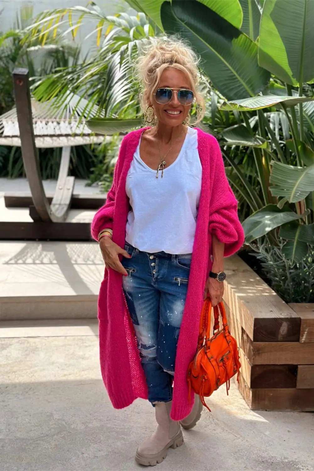 Letter Dropped Shoulder Long Sleeve Cardigan - Trendsi - Flyclothing LLC