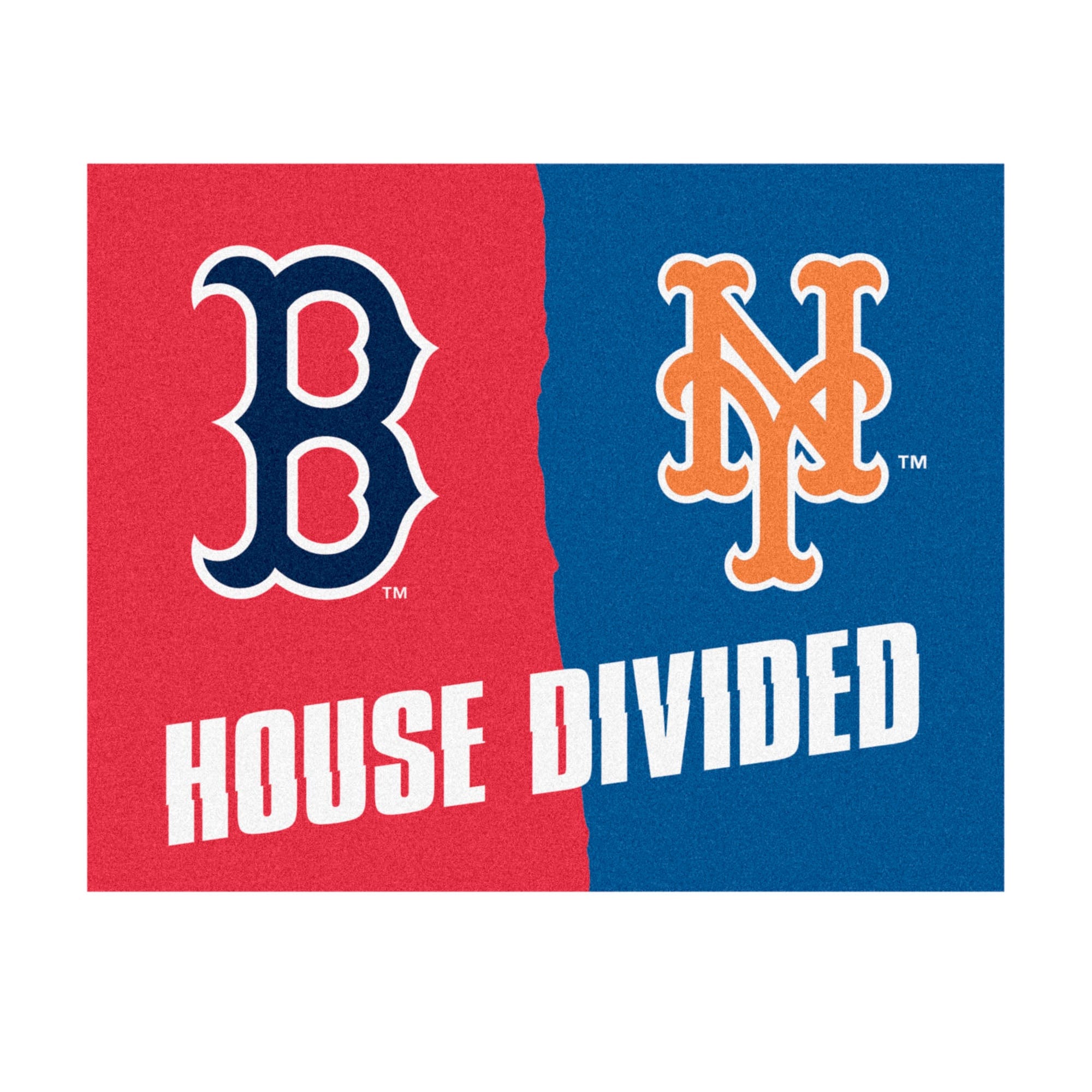 MLB House Divided - Red Sox / Mets House Divided Rug - 34 in. x 42.5 in. - MLB House Divided - Red Sox / Mets